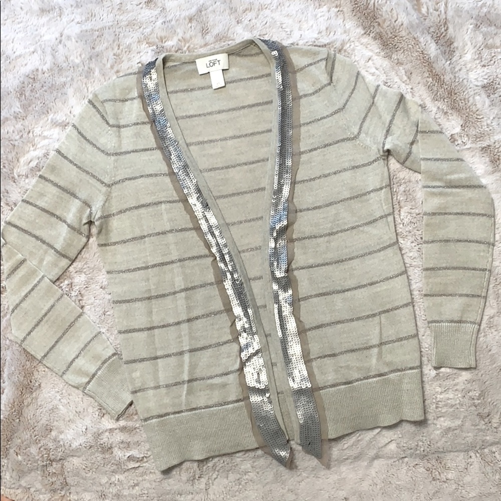 LOFT embellished striped cardigan
